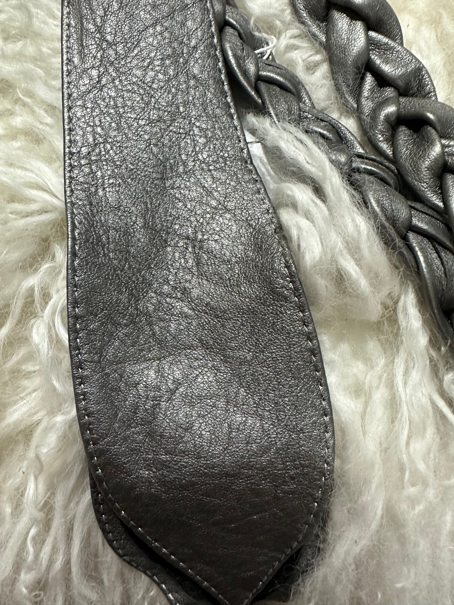 Amici Clothing Plaited leather belt metallic